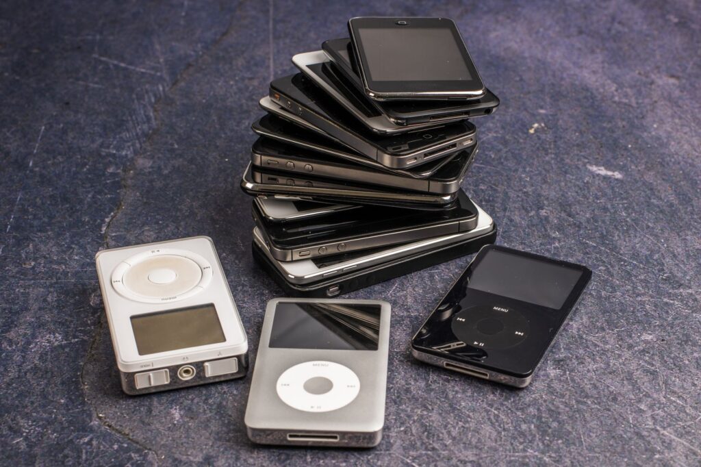 Pile of used untested electronics ready to be resold on eBay