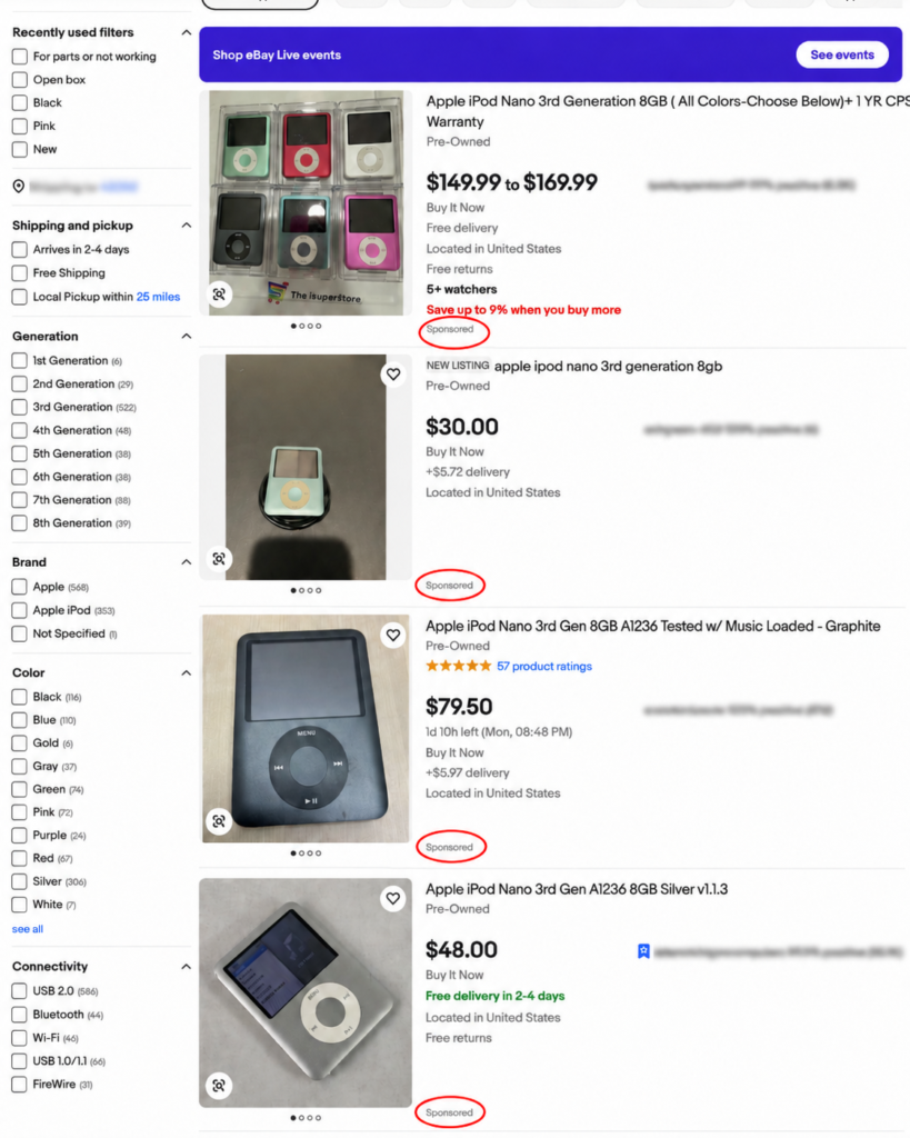 eBay listing page showing Promoted Listings
